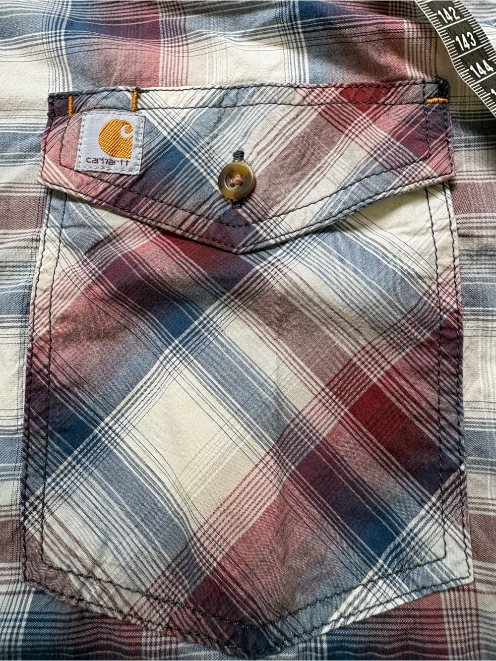 Carhartt Plaid Work Shirt Mens XL Short Sleeve Button Up Red Blue - Picture 4 of 9